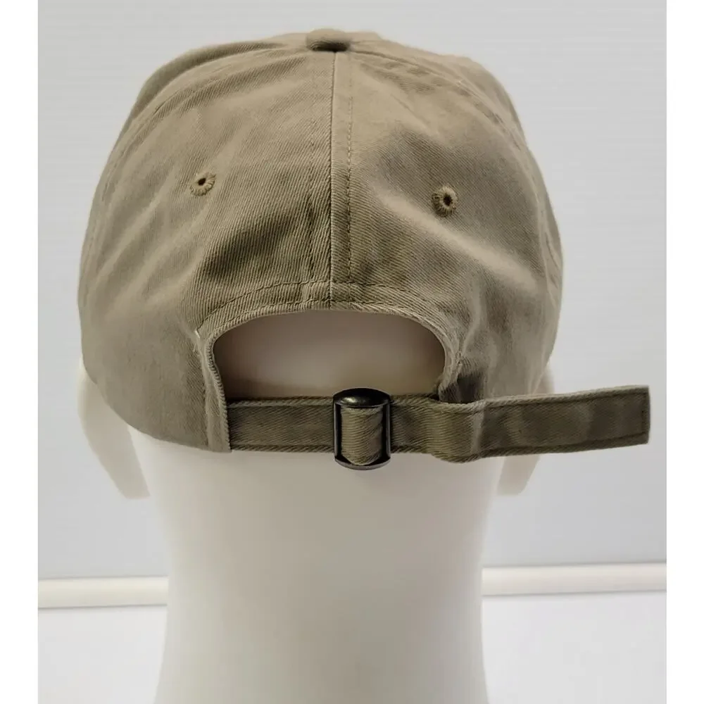 L) Anvil Strapback Dad Baseball Cap Hat Beige Tan 100% Cotton